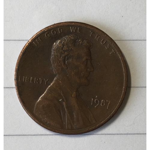 Монета 1 цент 1987 год 