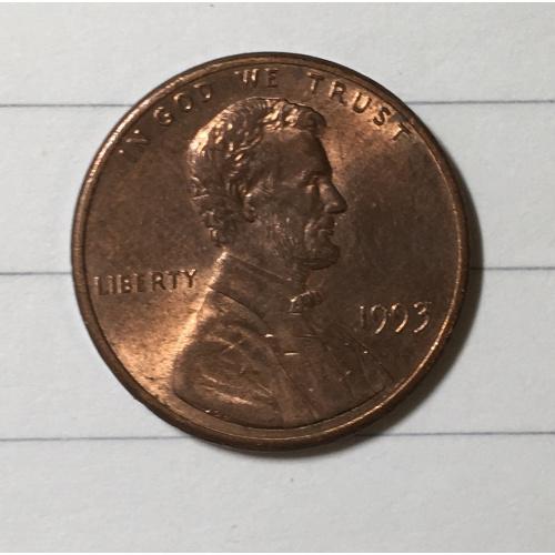 Монета 1 цент 1993 год 