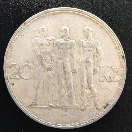 Монета 20 крон, 1934 год серебро Чехословакия 
