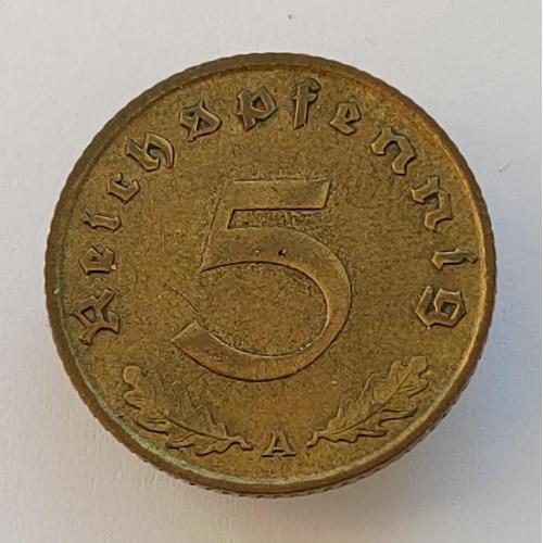 Монета 5 пфеннигов 1938 А