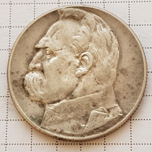 Монета 5 злотих 1935 рік Пілсуцький 5 злотых 1935 год Пилсудский