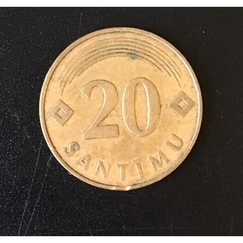 Монета Латвия 20 сантимов, 1992.1