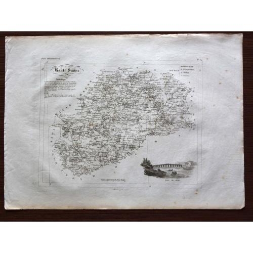 Старинная карта из атласа регионов Франции 1830 года. Гравюра 36x27 см.