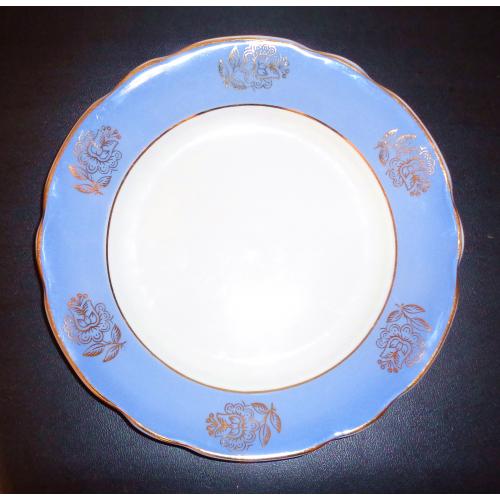 Очень редкая тарелка позолота синяя глазурь фарфор Коростень
