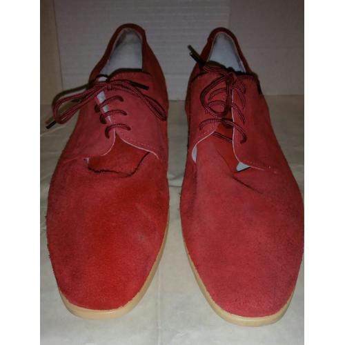 Редкие дорогие ТУФЛИ красные замшевые мокасины обувь San Marina Франция 