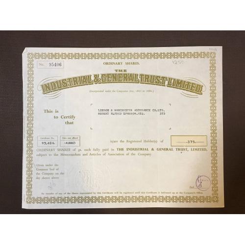 The Industrial and General Trust Limited Limited - Сертификат - Промышленность -  Англия, 1965 г.