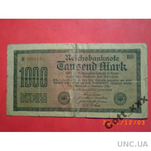 1000 марок - ГЕРМАНИЯ 1922 год