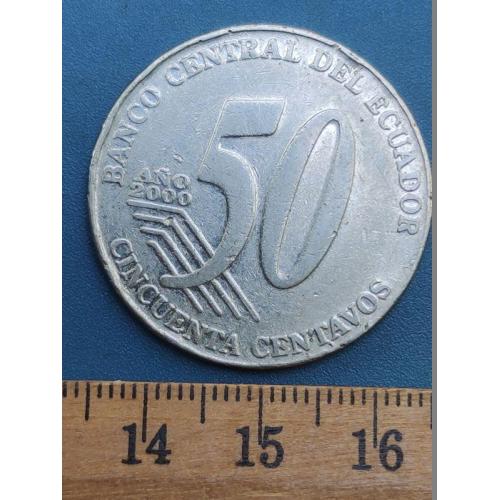 Эквадор - 50 центов 2000 года - " МИЛЛЕНИУМ ". Б/У .