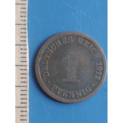 ГЕРМАНИЯ - 1 пфенниг 1912 года - монетный двор буква - / А / . Б/У .