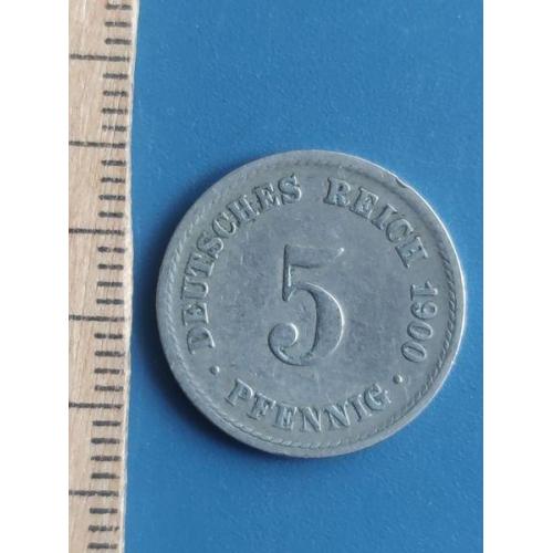 ГЕРМАНИЯ - 5 пфенниг 1900 года - монетный двор буква - / А / . Б/У .