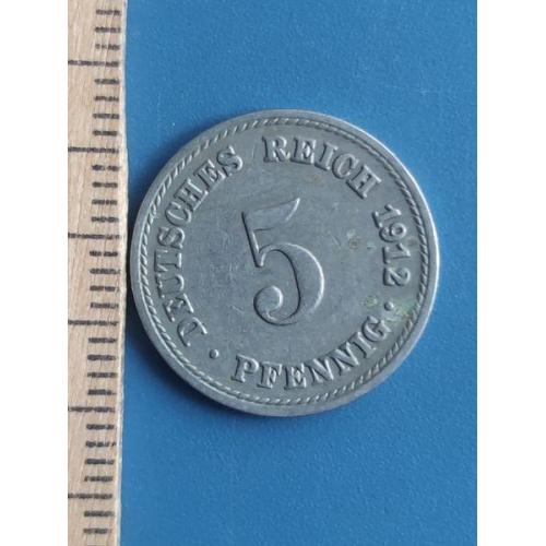 ГЕРМАНИЯ - 5 пфенниг 1912 года - монетный двор буква - / А / . Б/У .