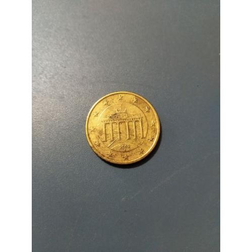 Германия - 50 евро цент 2002 года . Монетный Двор буква ( D ) - Б/У .