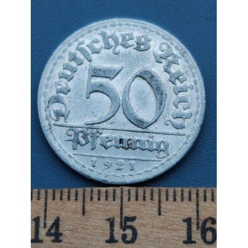 ГЕРМАНИЯ - 50 пфенниг 1921 года - монетный двор буква - / D / . - Б/У .