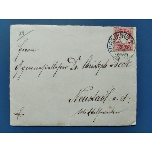 Германия - конверт с маркой прошедший почту 11 , 12 , 1907 года - Антиквариат . Б/У. Редкост .