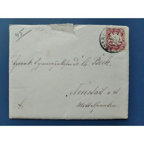 Германия - конверт с маркой прошедший почту 1908 года - Антиквариат . Б/У . Редкост .