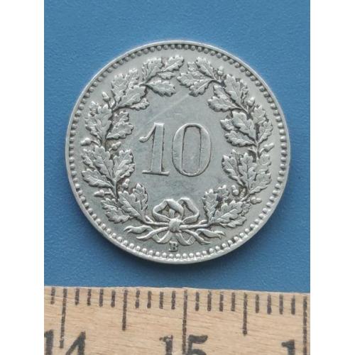 Швейцария - 10 раппен 1933 года - Б/У .