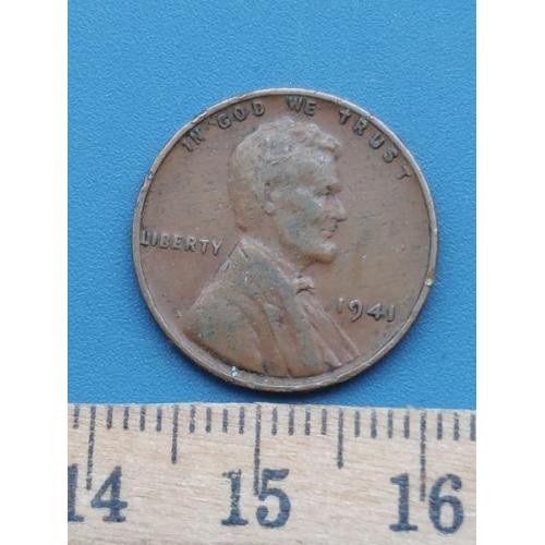 США - 1 цент 1941 год . Б/У .