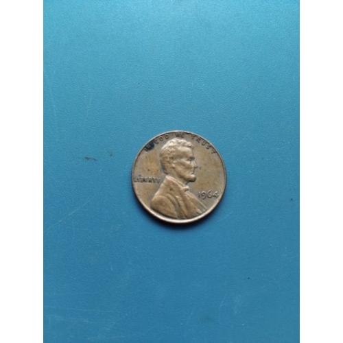 США - 1 цент 1964 год - Без буквы монетного двора . Б/У .