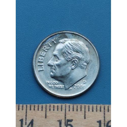 США - 1 дайм 2000 год " Миллениум "- Монетный двор буква ( D ) . Б/У .