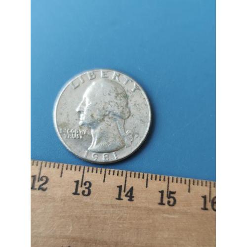 США - 25 центов 1981 год - монетный двор , буква ( D ) . Б/У .