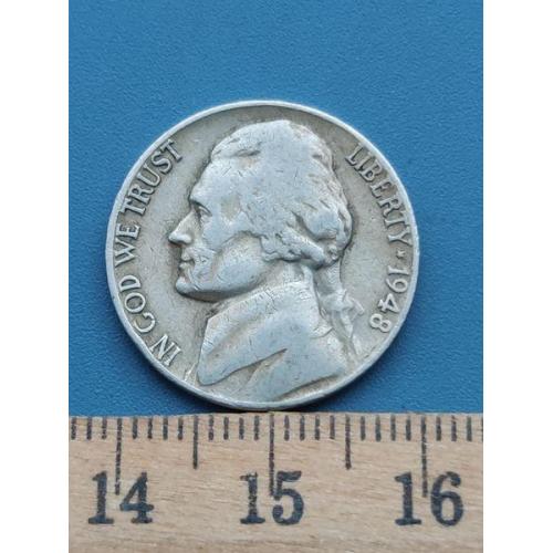 США - 5 центов 1948 год . Б/У .