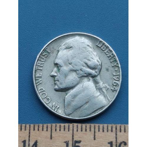 США - 5 центов 1964 год . Б/У .