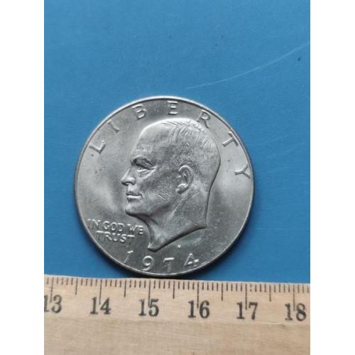 США - Один доллар 1974 год - Монетный двор , буква ( D ) - Б/У .
