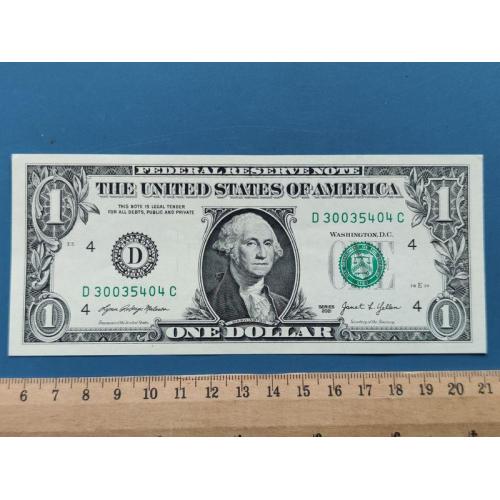 США - Один доллар 2021 года - Монетный двор , буква ( D ) - Кливленд , Огайо - Б/У .