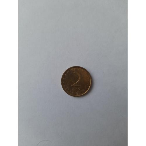 2 стотинки, 2000 Сталь с латунным покрытием /магнетик/