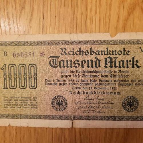 Германия 1000 марок 1922 год