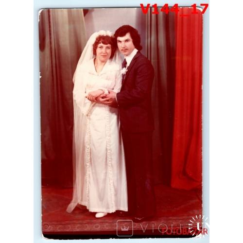 V144 Свадебное Фото платье Мода в СССР фотография свадьба жених невеста 13*17
