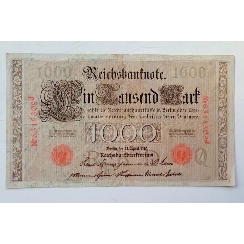 1000 марок 1910 року, Німеччина