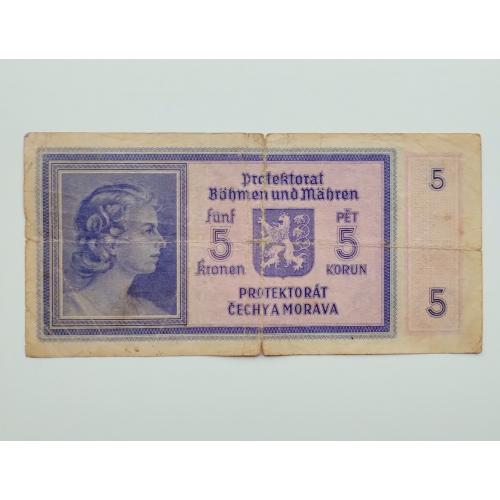 5 крон 1940 року, протекторат Богемія і Моравія