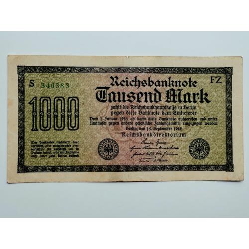 1 000 марок 1922 року, Німеччина