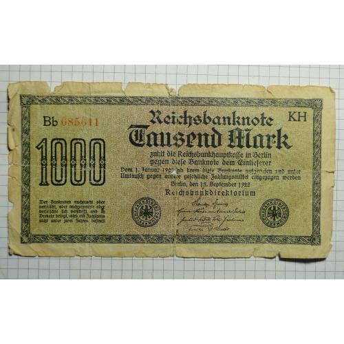 Германия 1000 марок 1922 г.