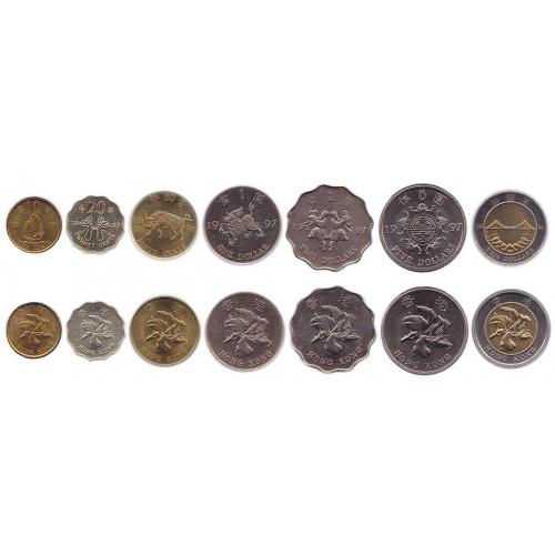 Гон Конг набор 10 20 50 центов и 1 2 5 долларов 1997 - 1998