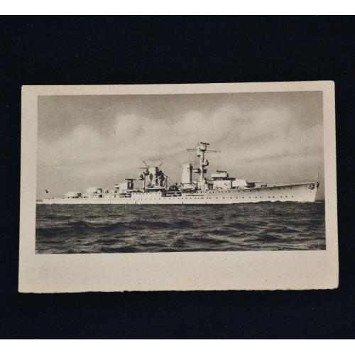 Крейсер RPPC 1930-х годов «Крейцер Карлсруэ» Почтовая открытка.