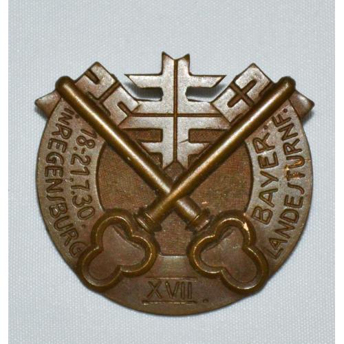 Старинная брошь XVII. 17-й Баварский государственный гимнастический фестиваль, Регенсбург, 1930 г.