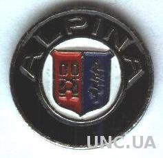 автомобиль Альпина, тяжелый металл / Alpina car pin badge