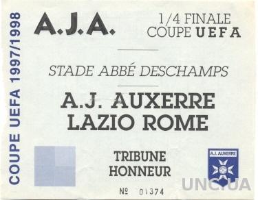билет AJ Auxerre, France/Франция-SS Lazio,Italy/Италия 1998 match stadium ticket