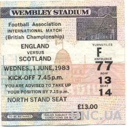 билет Англия-Шотландия 1983 / England-Scotland British championship match ticket