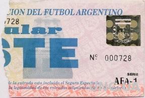 билет Аргентина-Дания 1996 молодеж. / Argentina-Denmark U23 match stadium ticket