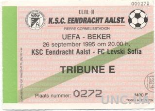 билет Eendracht Aalst,Belgium/Бельг.- Levski Sofia,Bulgar/Болг.1995 match ticket