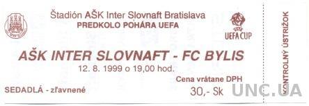 билет Inter Bratislava,Slovakia/Словак- FC Bylis,Albania/Албан.1999 match ticket