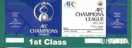 билет Neftchi F,Uzbek.-Ittihad,Saudi Arab.2004 AFC Champions league match ticket