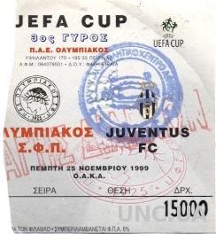 билет Olympiacos, Greece/Греция- FC Juventus, Italy/Италия 1999 match ticket
