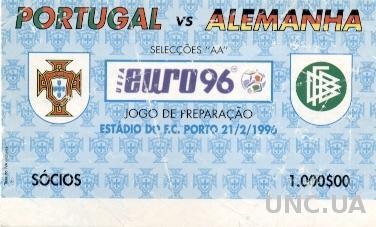 билет Португалия - Германия 1996 МТМ / Portugal - Germany friendly match ticket