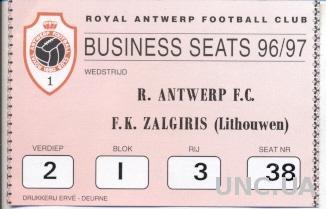 билет R.Antwerp FC,Belgium/Бельгия-FK Zalgiris,Lithuania/Литва 1998 match ticket