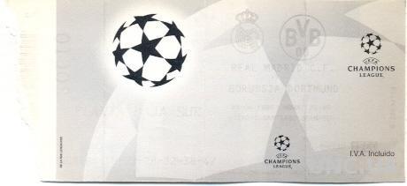 билет Real Madrid,Spain/Испан.- Borussia Dortmund,Germany/Герм.1998 match ticket