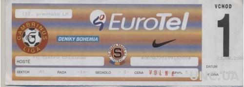 билет Sparta Prague, Czech/Чехия- Зимбру/Zimbru, Moldova/Молд. 2000 match ticket
